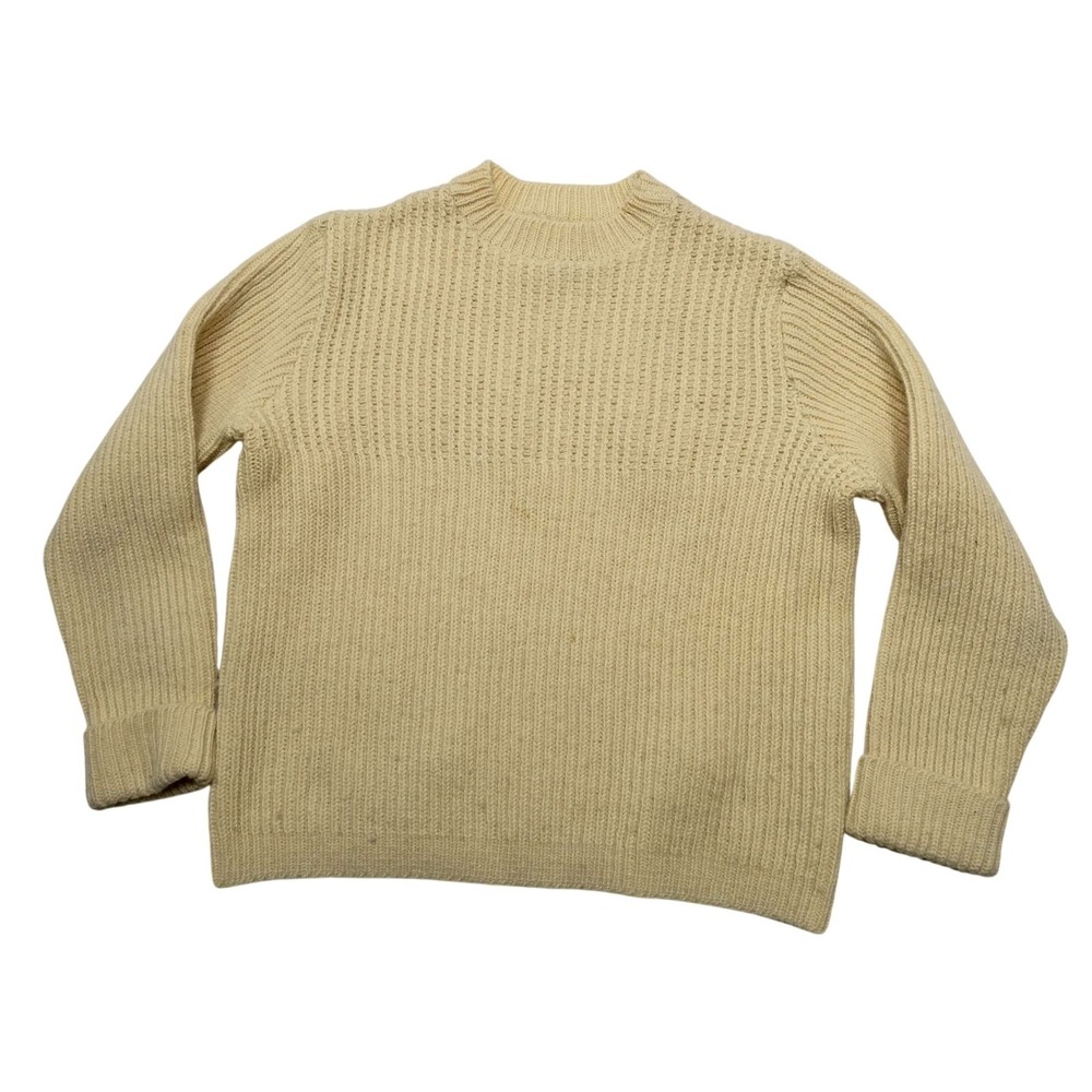 Vintage Pendleton Sweater Mens M Beige Wool Waffle Knit Mock Neck Pullover USA